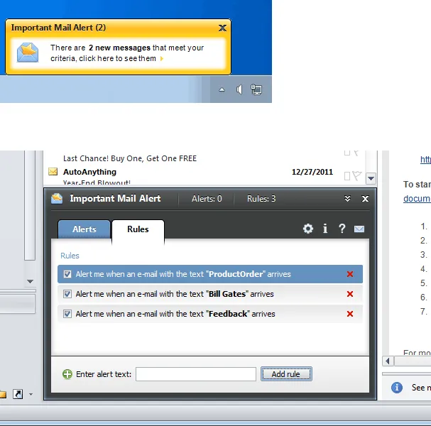 Important Mail Alert for Outlook Screenshot 1