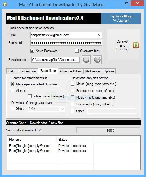 Mail Attachment Downloader Screenshot 2