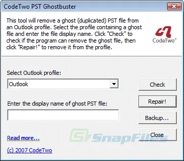 CodeTwo PST Ghostbuster Screenshot 1