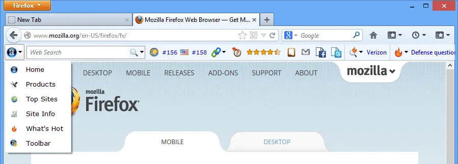 Alexa Toolbar for Firefox Screenshot 1