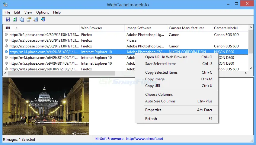 WebCacheImageInfo Screenshot 1