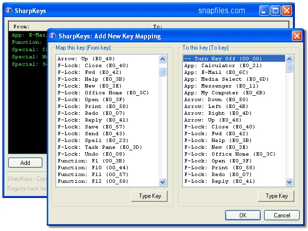 SharpKeys Screenshot 1