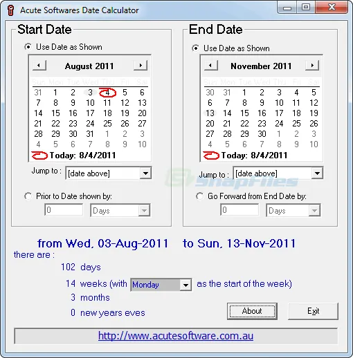 Acute Date Calculator Screenshot 1