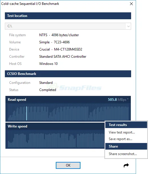 CCSIO Benchmark Screenshot 2