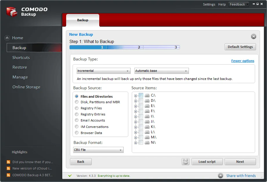 Comodo Backup Screenshot 2