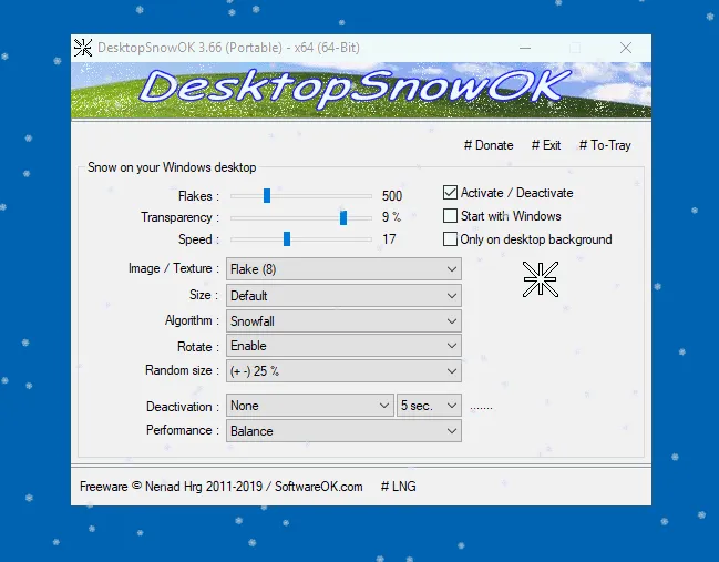 DesktopSnowOK Screenshot 1