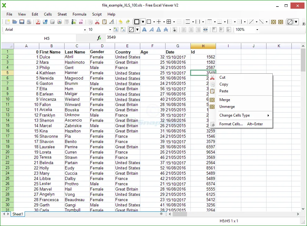 Free Excel Viewer Screenshot 1