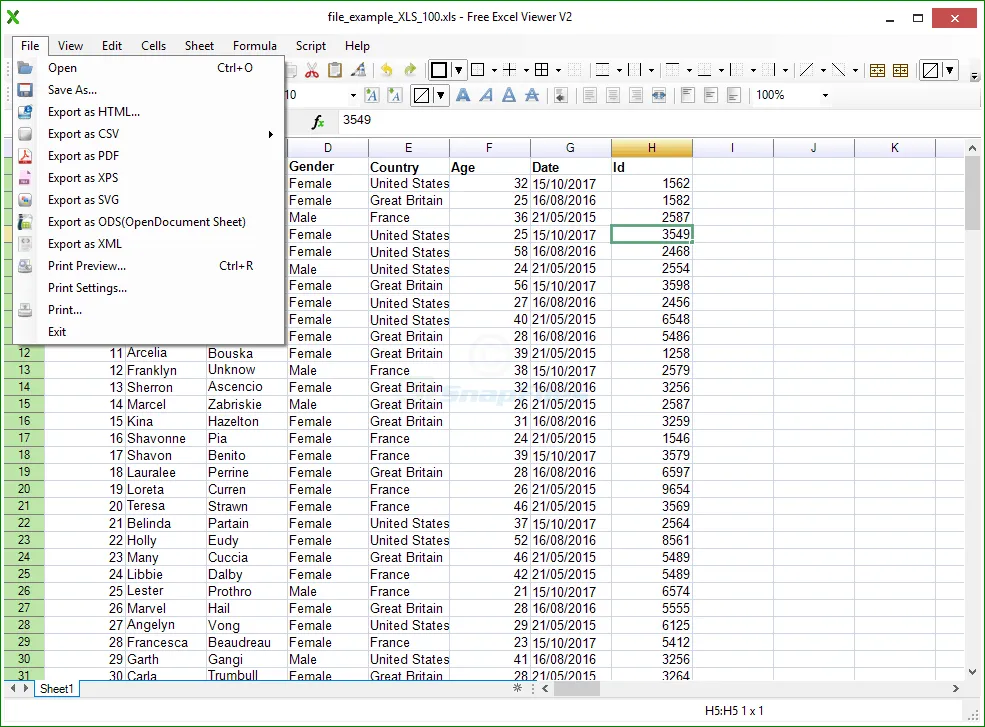 Free Excel Viewer Screenshot 2