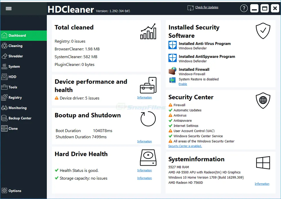 HDCleaner Screenshot 1