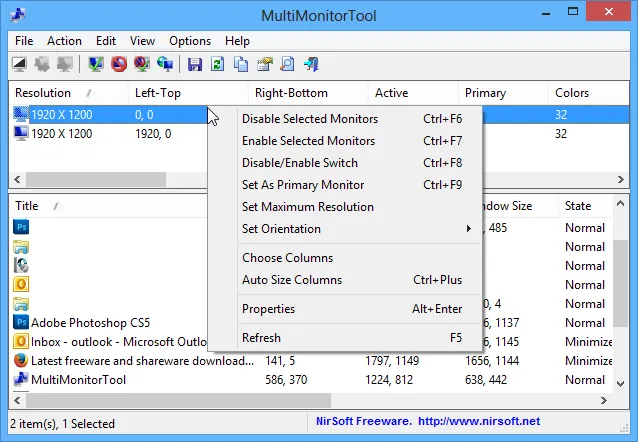 MultiMonitorTool Screenshot 1