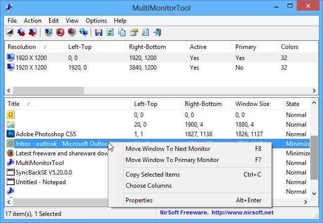 MultiMonitorTool Screenshot 2