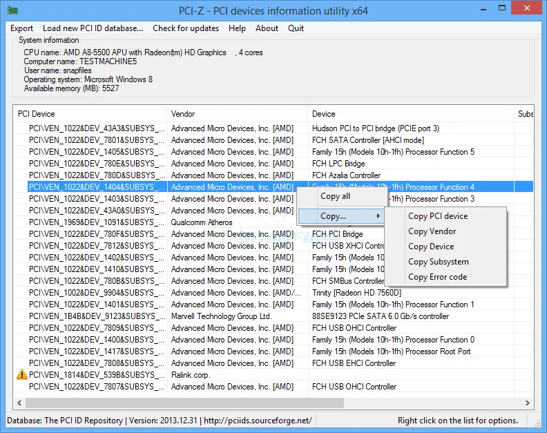 PCI-Z Screenshot 1