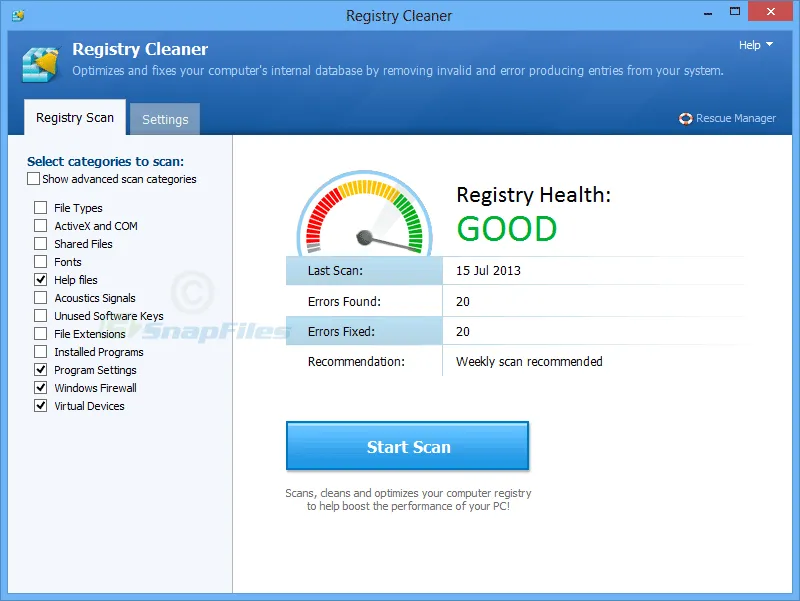 Pointstone Registry Cleaner Screenshot 2