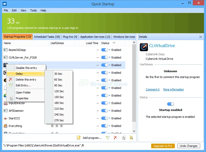 Quick StartUp Screenshot 1