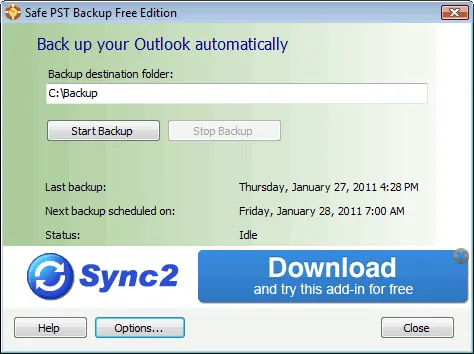 Safe PST Backup (Free Edition) Screenshot 1