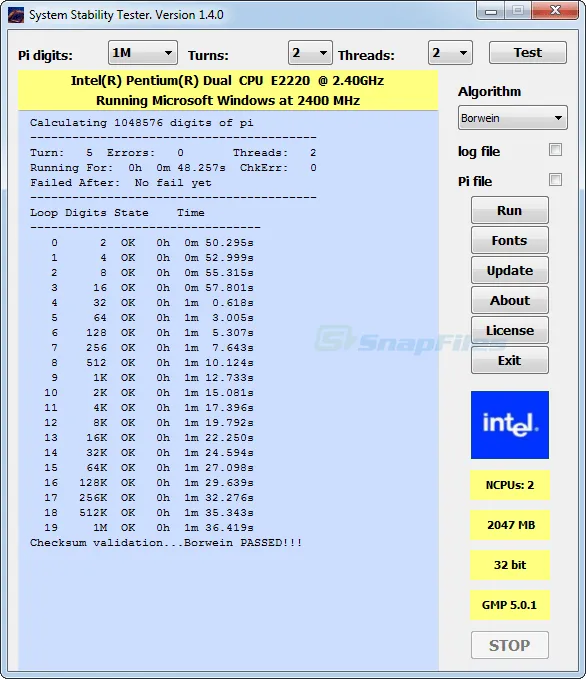 System Stability Tester Screenshot 1