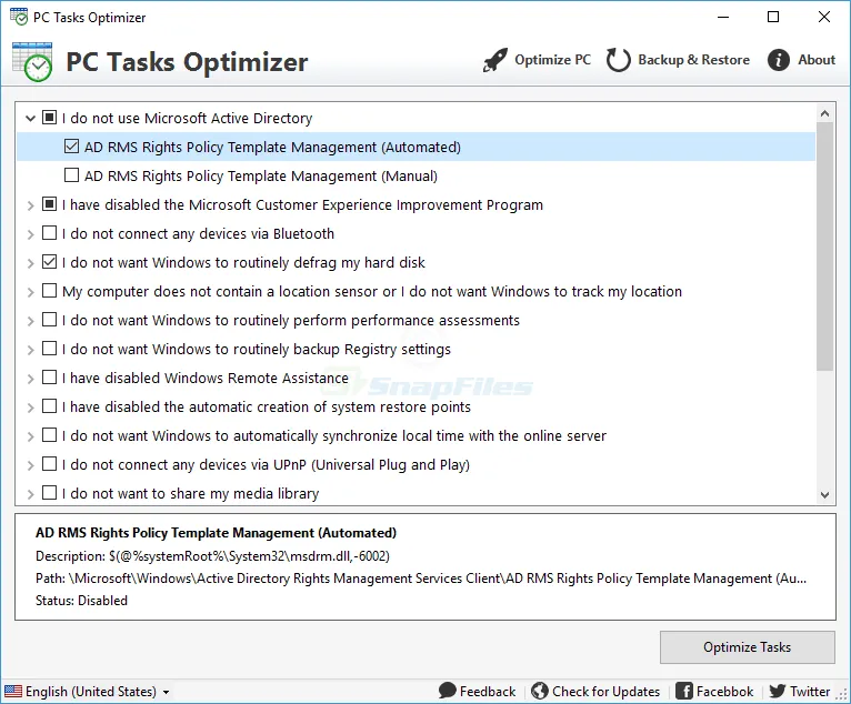 PC Tasks Optimizer Screenshot 1