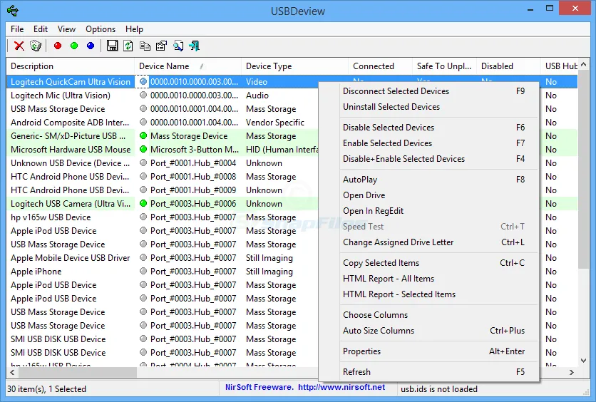 USBDeview Screenshot 1