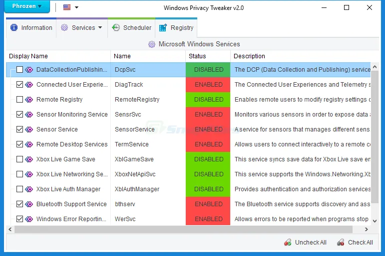 Windows Privacy Tweaker Screenshot 1