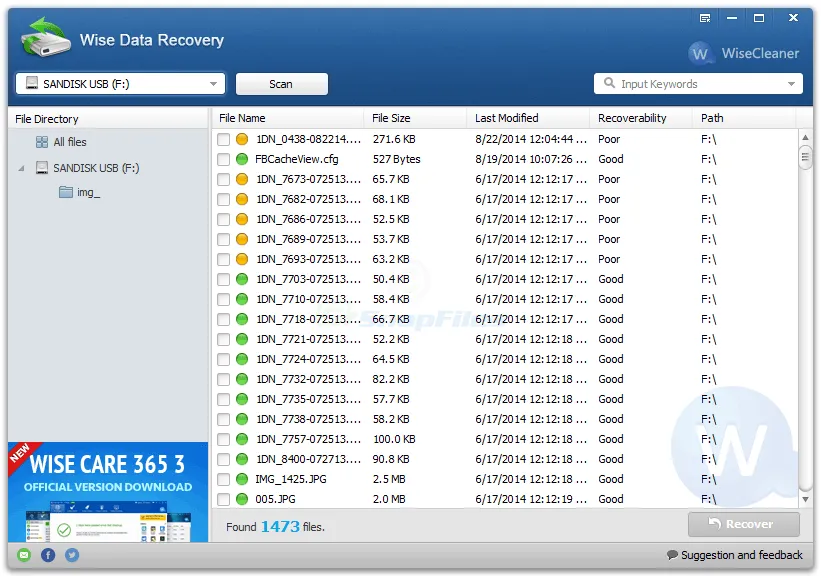 Wise Data Recovery Screenshot 1