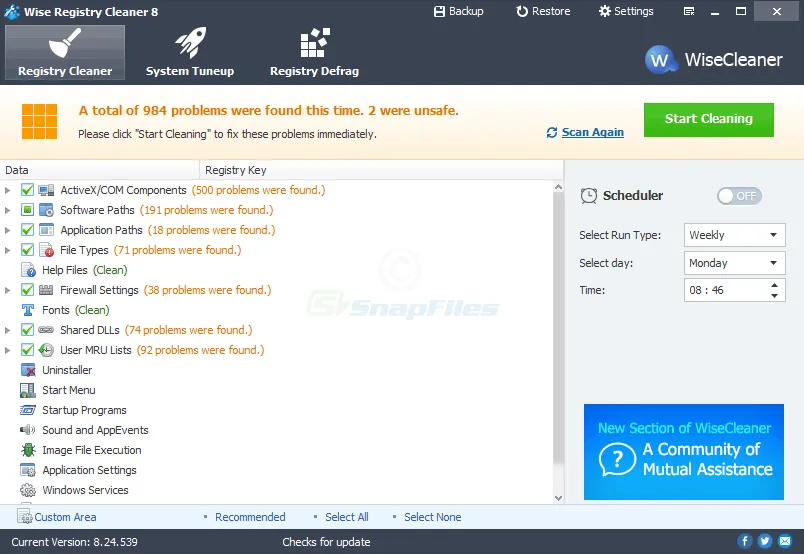 Wise Registry Cleaner Free Screenshot 1